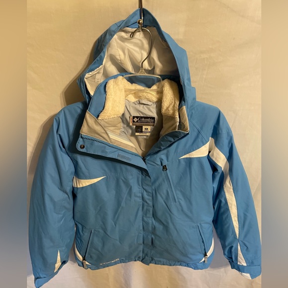 Columbia Interchange Snow Parka Women’s Size Medium Blue White Full Zip Two Pc - Picture 1 of 12